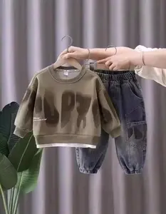 PREMIUM (READY) terjamin Promo setelan sweater gaya korea dan celana jeans anak laki laki umur 1-5 tahun //sweater anak motif abstrak //baju anak cowok terlaris