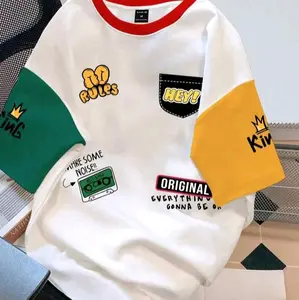 Kaos Kombinasi Warna BIGSIZE (size S - 6XL) Korean Style Harajuku HEY Jepang Oversize Korean T shirt Jumbo Oblong Loose Pria Wanita 6XL 5XL 4XL 3XL 2XL XL L M XXXXXL