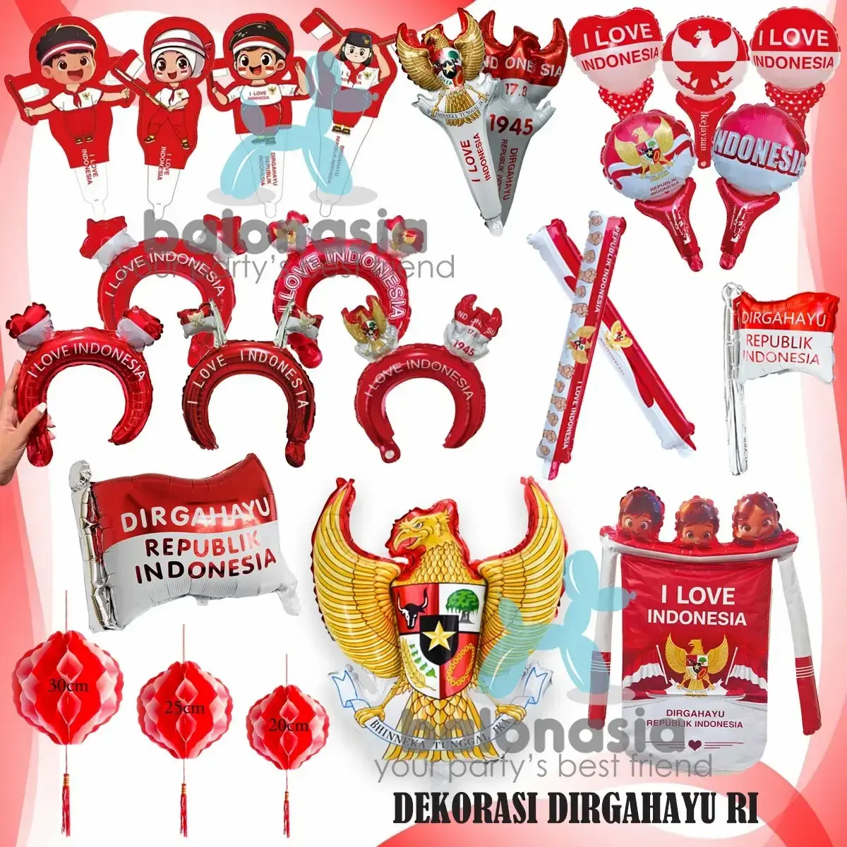 [Pengiriman cepat] Balon Foil Bendera Merah Putih Hiasan Dekorasi Kemerdekaan 17 Agustus HUT RI DIRGAHAYU Republik Indonesia Aneka Motif