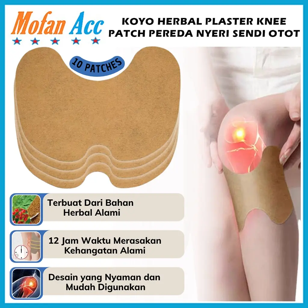 (COD) Koyo Lutut Herbal Isi 10 Pads - Stiker Plaster Knee Patch Detox Tempelan Pereda Nyeri Badan