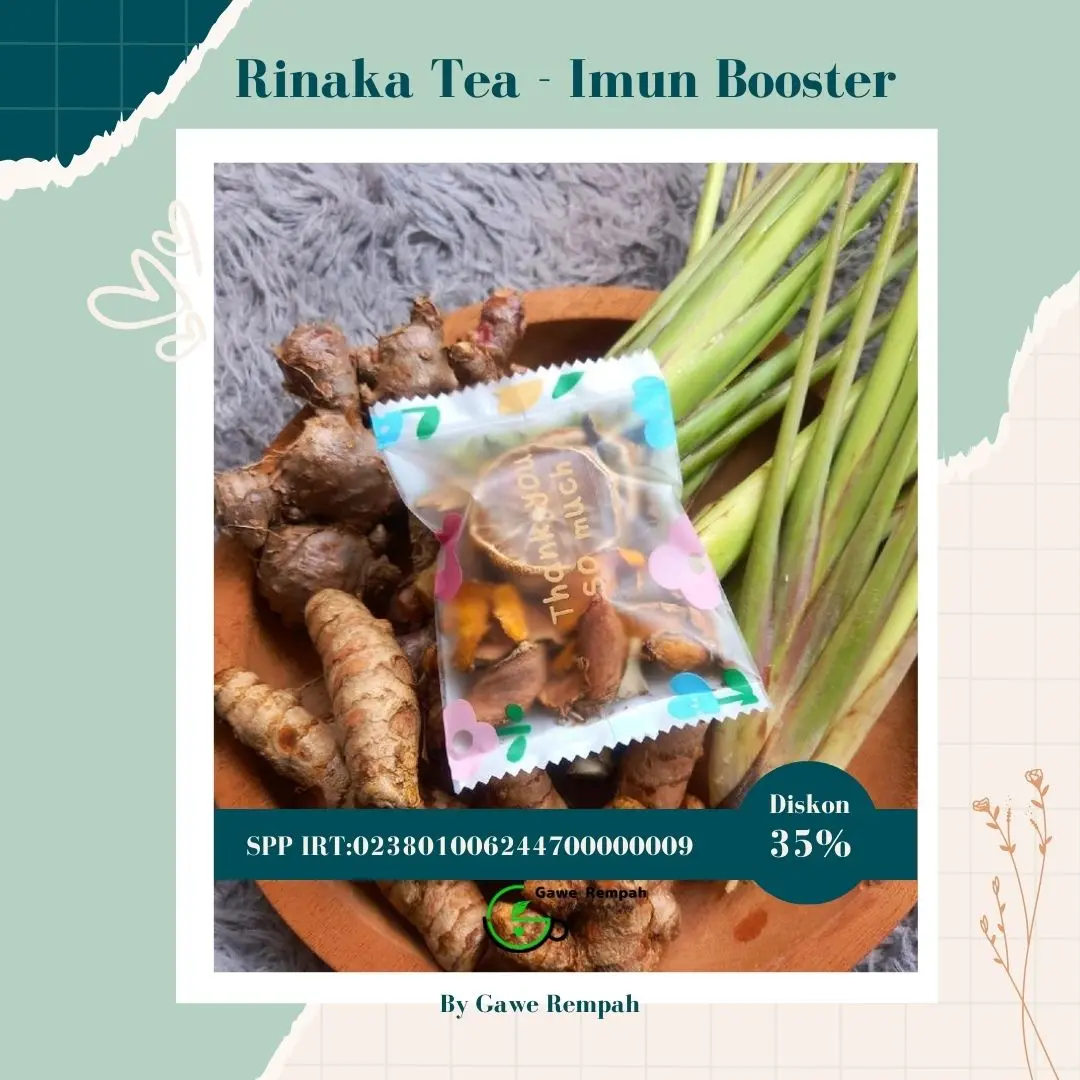 Imun Booster - Rinaka Tea Simplisia Kunyit Jahe Merah Serai Lemon by Gawe Rempah