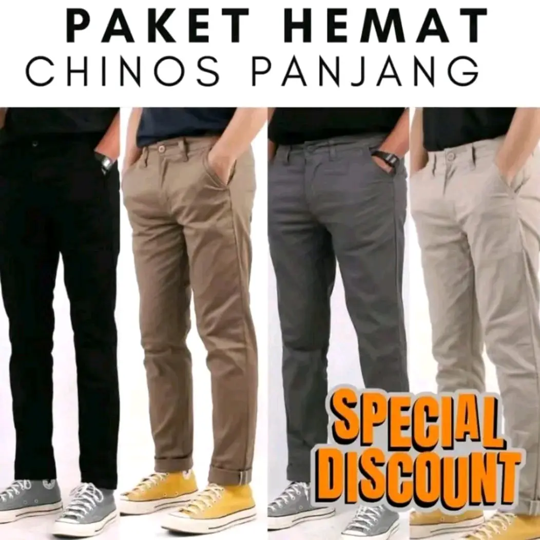 CELANA PRIA CHINO Slim fit Bahan Katun Melar Panjang Combed Slim fit Nyaman Di Pakai Hitam