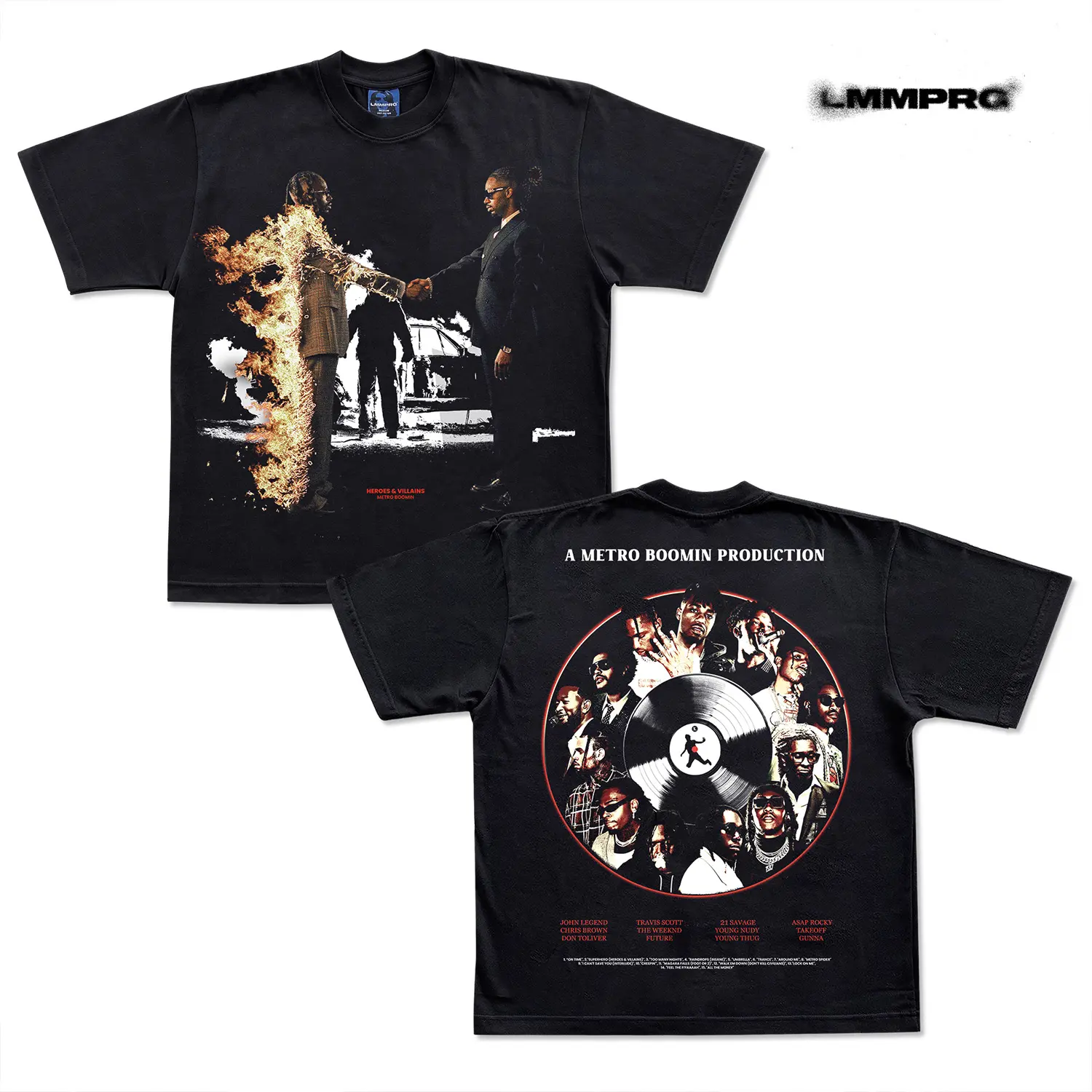 KAOS BAJU METRO BOOMIN HEROES & VILLAINS OVERSIZE | Vintage Bootleg Rap Tee | LA MAMMA PREGA | LMM PRG