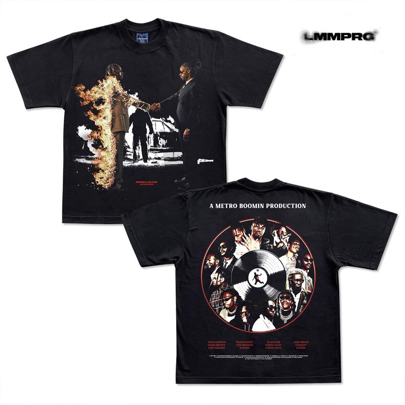 KAOS BAJU METRO BOOMIN HEROES & VILLAINS OVERSIZE | Vintage Bootleg Rap Tee | LA MAMMA PREGA | LMM PRG 0