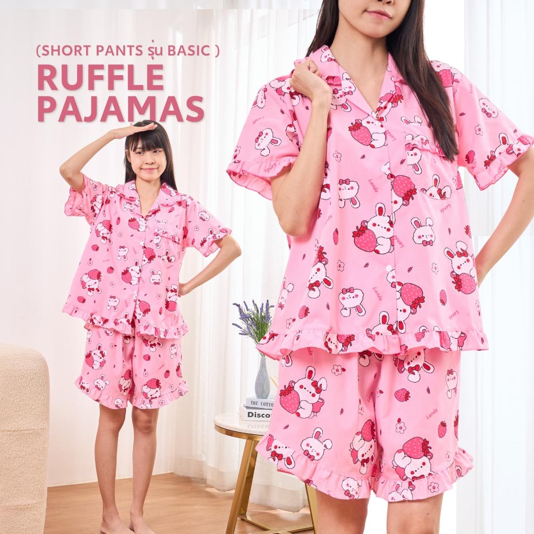 ชุดนอนคอปกระบาย ชุดนอนผู้หญิง แขนสั้นขาสั้น รุ่น Basic(BRS)