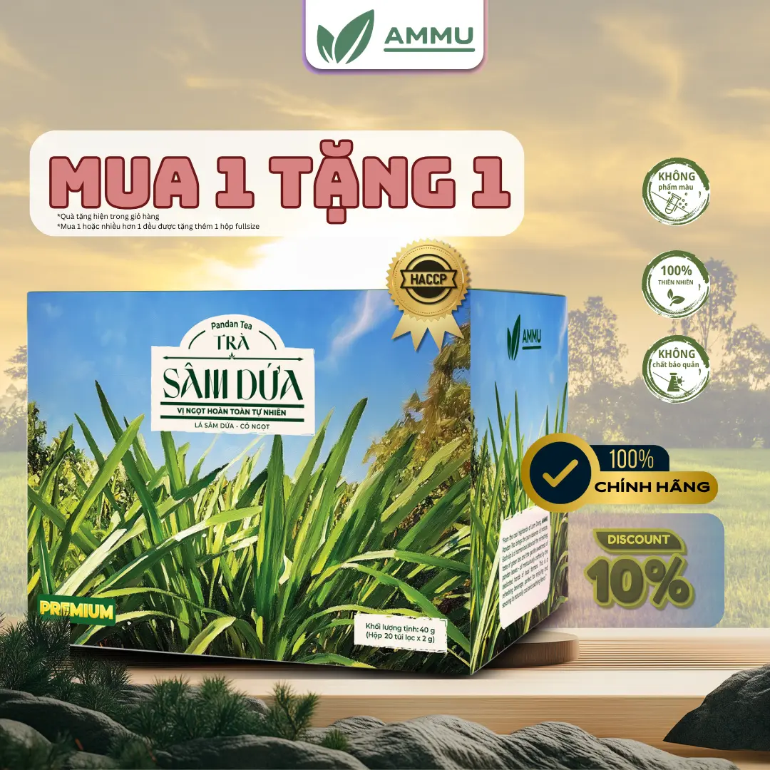 [Mua 1 Tặng 1]Trà Sâm Dứa Ammu Giải Khát Thanh Nhiệt Mát Gan Dễ Ngủ Hỗ Trợ Kích Thích Vị Giác Hộp 20 Túi Lọc