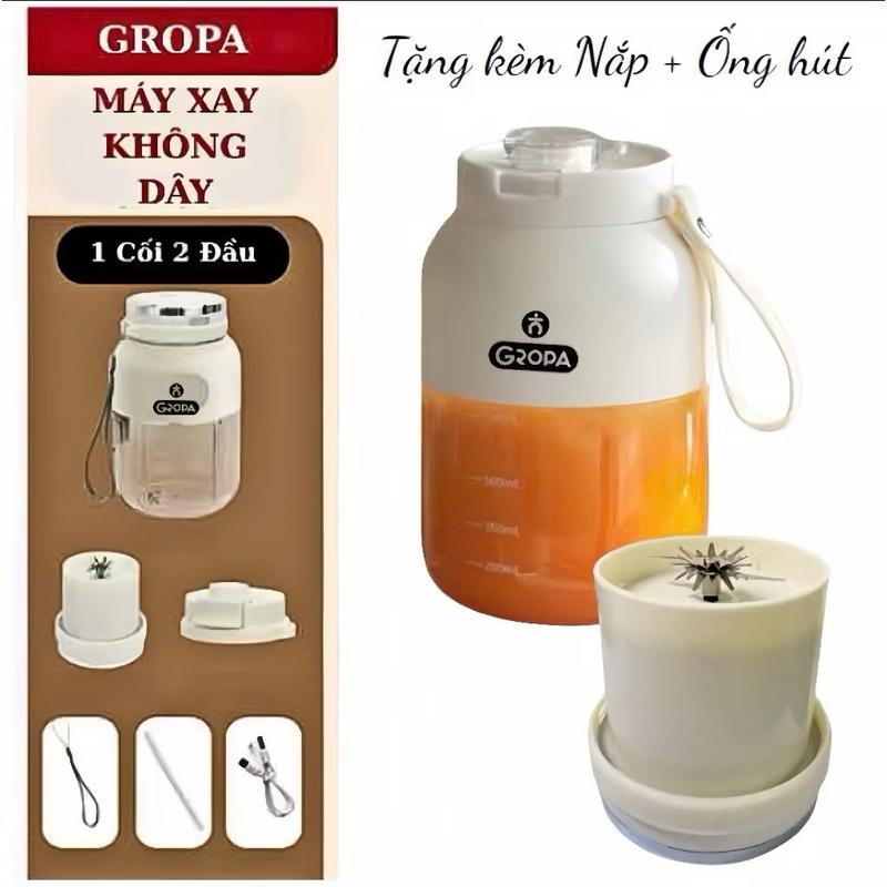 Máy Xay Sinh Tố Cầm Tay Mini GROPA Sạc Tích Điện, Nhỏ Gọn Dung Tích 1000ml, Bình Nước Độc Lạ 1000ml