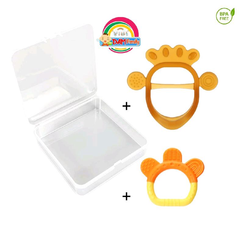 Paket Hemat 3in1 Teether + Box Teether Gigitan Bayi Bahan Silikon Teether Model Gelang Buah Mainan Bayi BPA Free 2