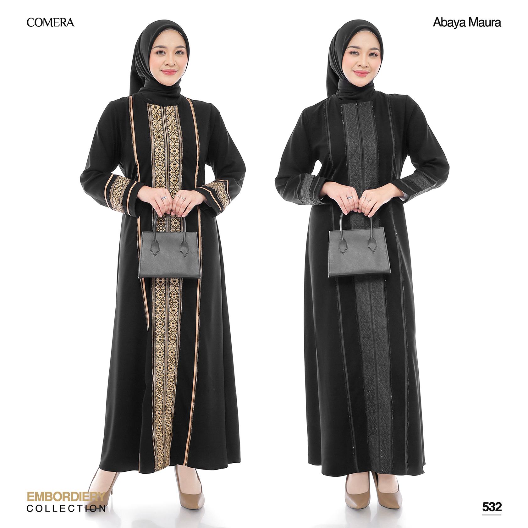 Comera - Abaya Maura Gamis Turkey Hitam Jetblack Bordir Payet Mewah Elegan Dress Lebaran Pesta 532