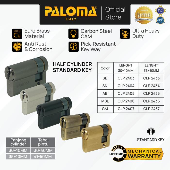 Promo PALOMA Cylinder Kunci Pintu Silinder Half Cylinder Standard ...