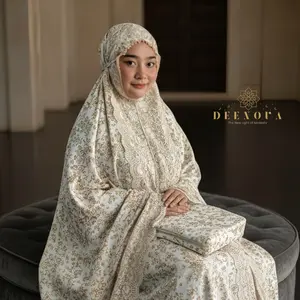 DEENOVA - Mukena Dewasa Katun Foil Renda Mewah Jumbo Mewah Travel