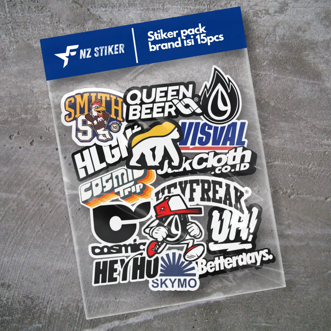 STIKER PACK BRAND LOKAL ISI 15pcs - ANTI AIR, STICKER HELM, LAPTOP, CASE HP, VOL 2