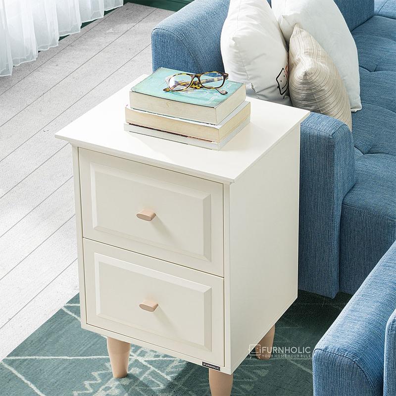 IFURNHOLIC Hannah Bedside Table | Meja Nakas | Meja Samping Tempat Tidur | Lemari Laci Nakas | Meja Sudut 4