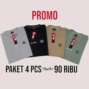 D'B35T PAKET 4 PCS KAOS DISTRO PRIA SEMI KATUN 24S MOTIF SIMPLE M-L-XL-XXL-XXXL Casual Formal Nyaman Keren Baju Cowok Basic Polos Kerja Oblong Dewasa Santai Aesthetic