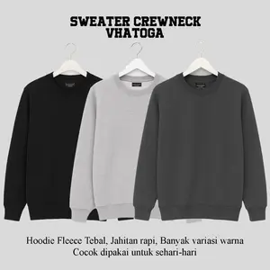 VHATOGA - Crewneck Sweater Polos Pria Wanita Unisex Reguler Fit Monochrome