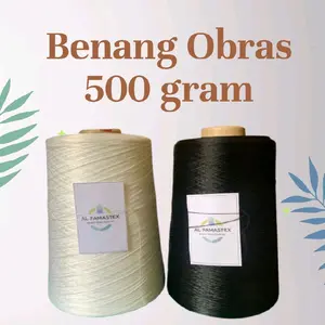 AL FAMASTEX Benang Obras Polyster 500gram (5 Ons) - Hitam & Putih, Cocok untuk Jahit Harian atau Kompeksi
