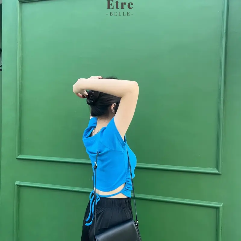 Etre Belle Shop | Nara Top | Atasan T-Shirt Crop Top Y2K Wanita Katun Polos Casual Korean Style Kaos Fit Slim Panjang Tee 7