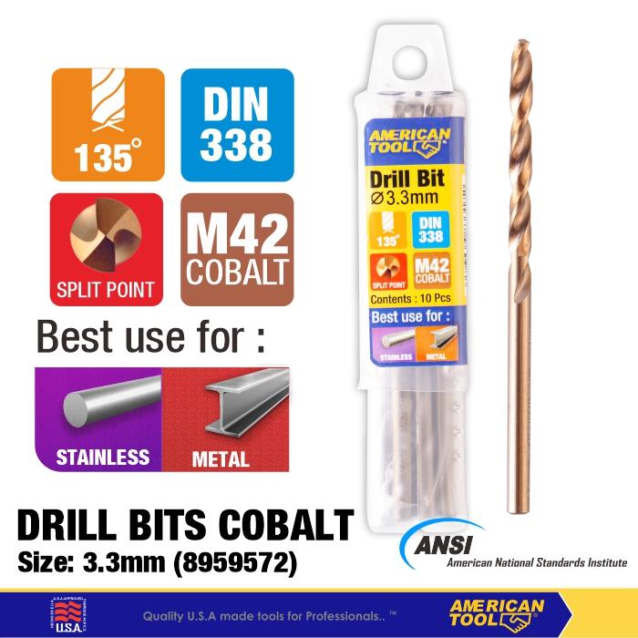 Gambar American Tool Mata Bor / Drill Bits Cobalt ukuran 3.1mm - 4mm - 3.1 mm dari American Tool & Secure Store Kab. Tangerang 5 Tokopedia