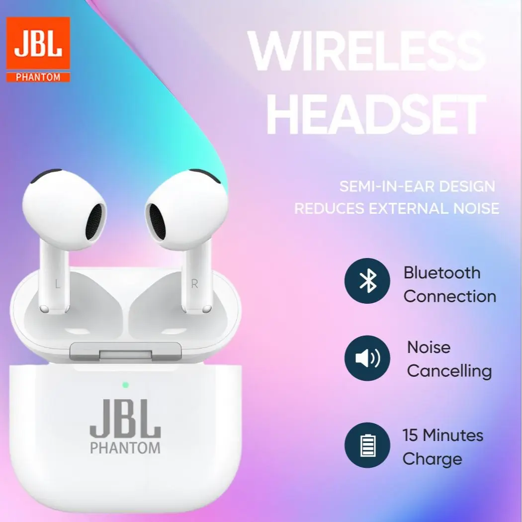 Tai nghe âm nhạc chuyên nghiệp, JBL Phantom Z4, Khử tiếng ồn chủ động, Chống thấm nước sâu, Âm thanh vòm 9D, Tai nghe Bluetooth không dây, Tai nghe nhét tai, Thích hợp để chơi game, Phát hành mới năm 2025
