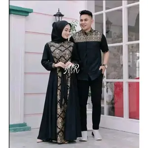 couple batik lebaran 2025 bhn moscrepe lembut mix batik prada