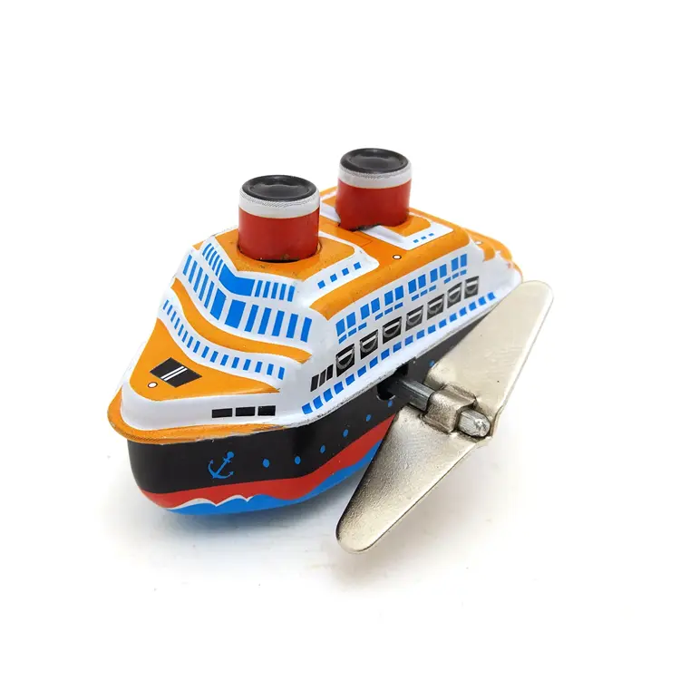 CLASSIC CRUISE SHIP TIN TOY  COLORFUL MINI BOAT  WINDUP METAL
