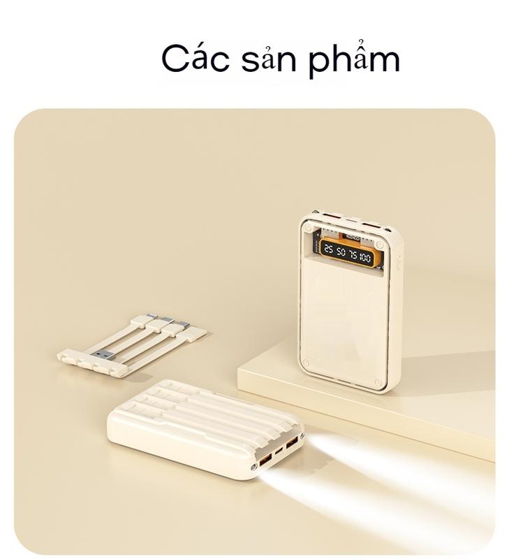 YUWEI Pin Dự Phòng Mini Sạc Nhanh  và PD 20W Đi Kèm 4 Dây Sạc, Dung Lượng 10000mAh