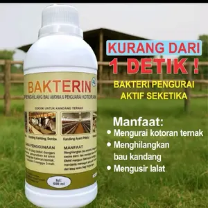 BAKTERIN - Penghilang bau kandang 100% Organik 500Ml | solusi alami Mengurai kotoran & Mengusir lalat Aman untuk Ternak Ayam, Bebek, Kambing, Sapi