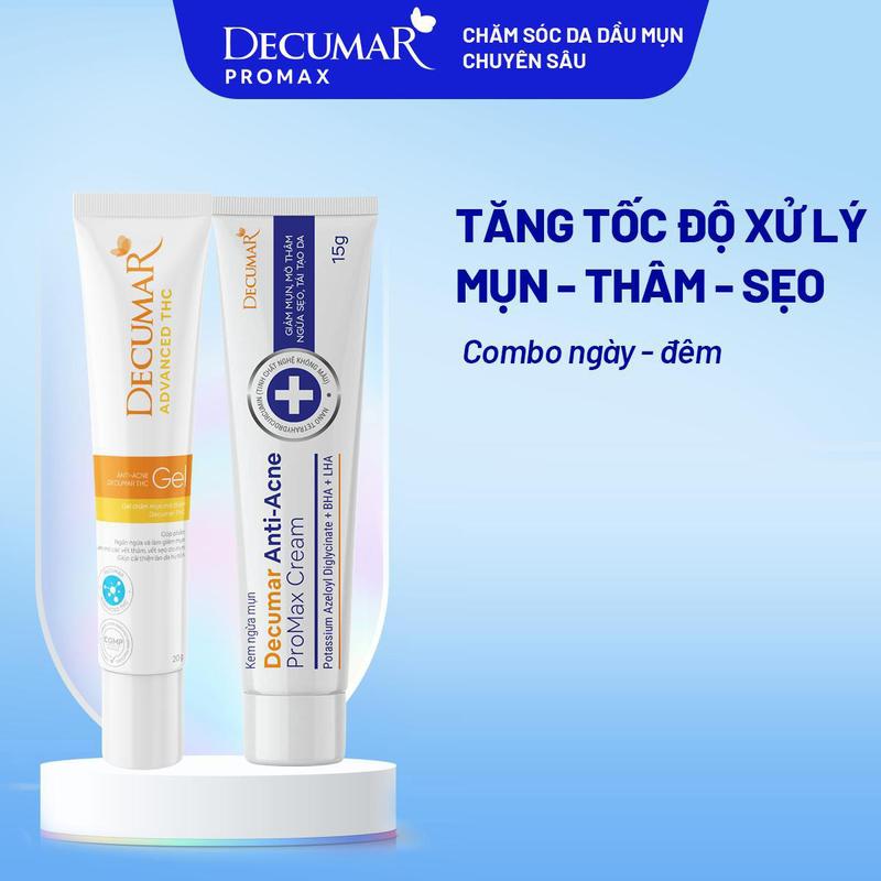 Bộ hỗ trợ giảm mụn, giảm thâm sẹo - THC03, DPM01 (gel mụn THC, kem mụn PRM) - DPMTH