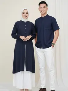 Malaya Long Tunik Couple Pasangan / Baju Muslim Lebaran Pasangan Sarimbit Size L XL XXL XXXL