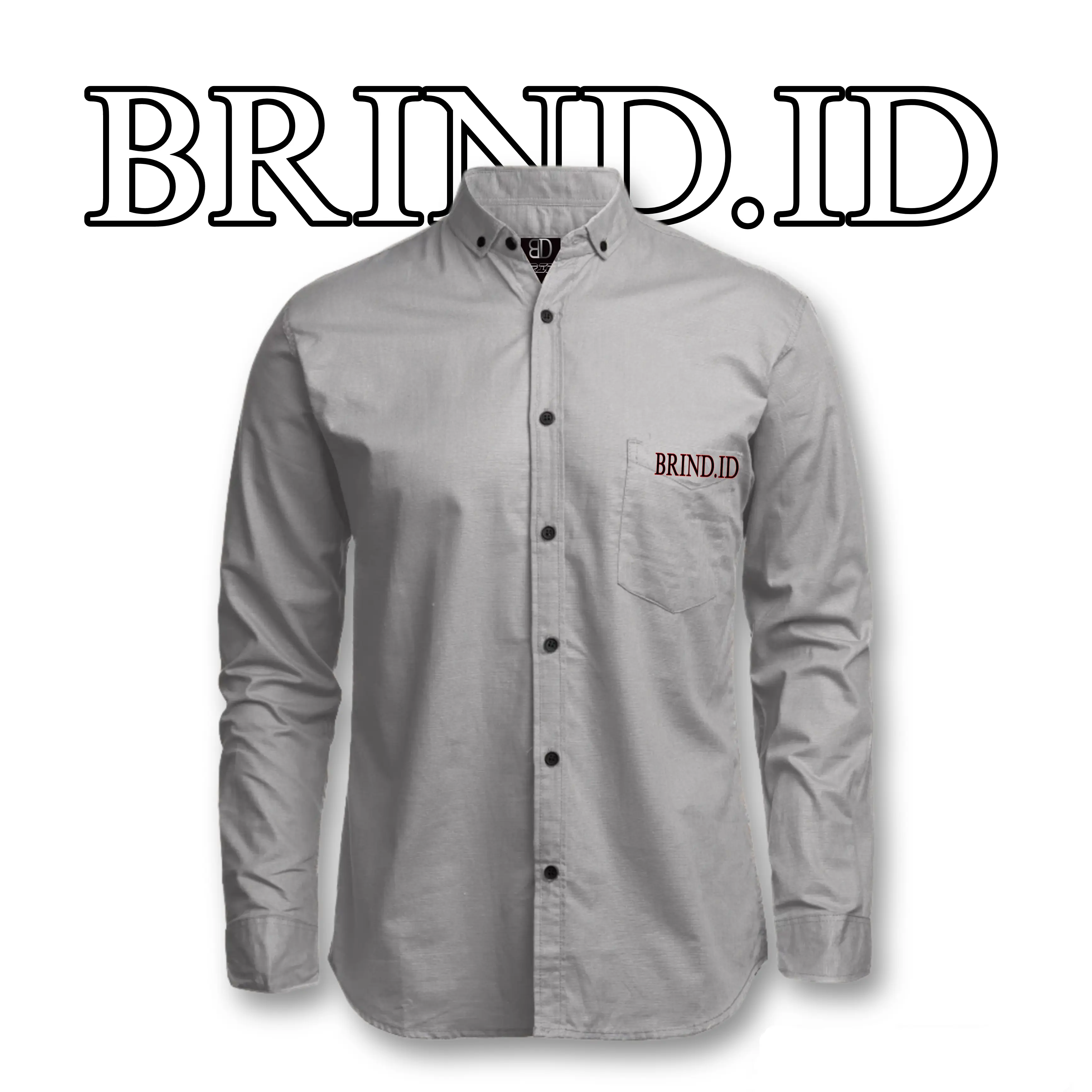 Kemeja Polos Lengan Panjang Pria Dewasa Abu Muda Formal Baju