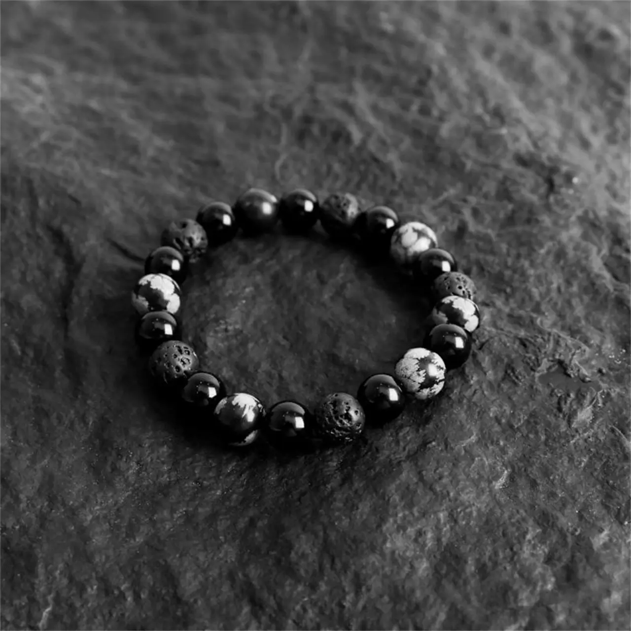 Gelang Manik, Hitam, Fesyen, Indah, Tali Tangan Pasangan, Gaya Retro, Aksesori Lelaki