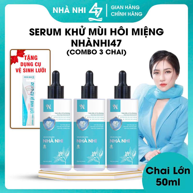 CHÍNH HÃNG 50ML- COMBO 3 CHAI 50ML -TẶNG CẠO LƯỠI SERUM Khử Mùi Hôi Miệng Nhà Nhi47 Hàng Chính Hãng