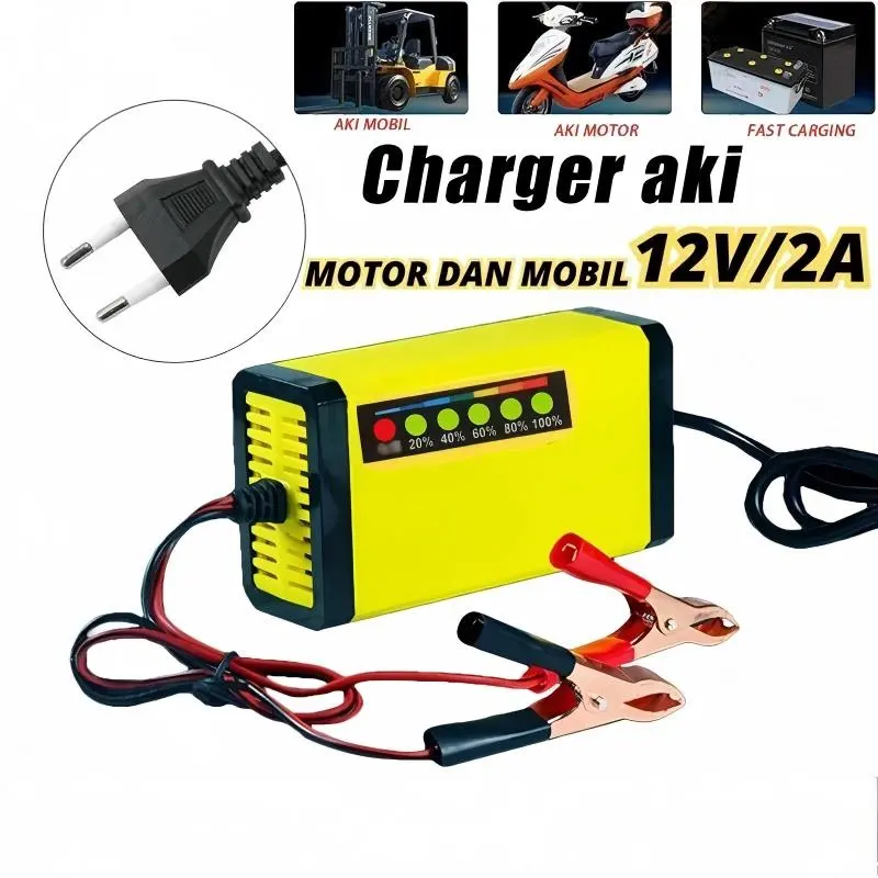 Charger[cod] Aki Portable 12V/2A Mobil | Motor Car 12V8AH - 12V20AH