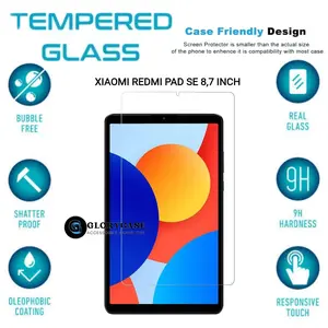 Screen Protector Tempered Glass untuk XIAOMI REDMI PAD SE 8.7 INCH full layar