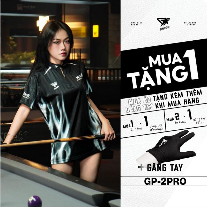 Áo Thể Thao Bida, Áo Thi Đấu Billiard Mã GP-2PRO Trang Phục Thể Thao, Chất Vải Thể Thao Co Giãn Thoải Mái, Họa Tiết Geometric Halftone, Màu Đen Trắng Cực Chiến Dành Cho Nam và Nữ (Gapos) Menswear Top Sport