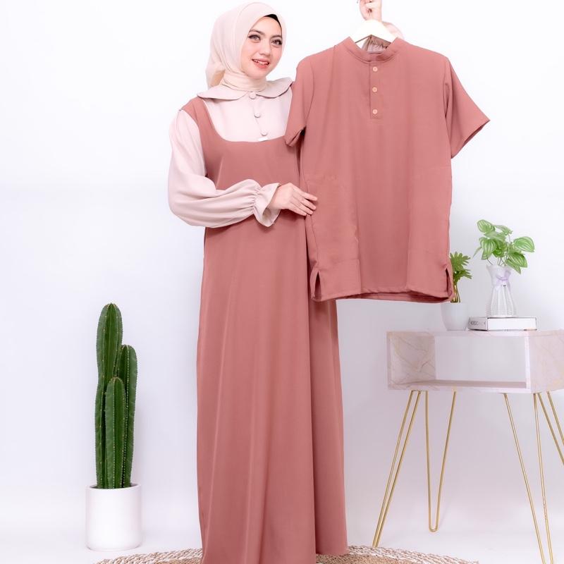 Ghania Set Couple Gamis Couple Satu Set Terbaru 2025 Material Tiffany Premium Lebaran 0