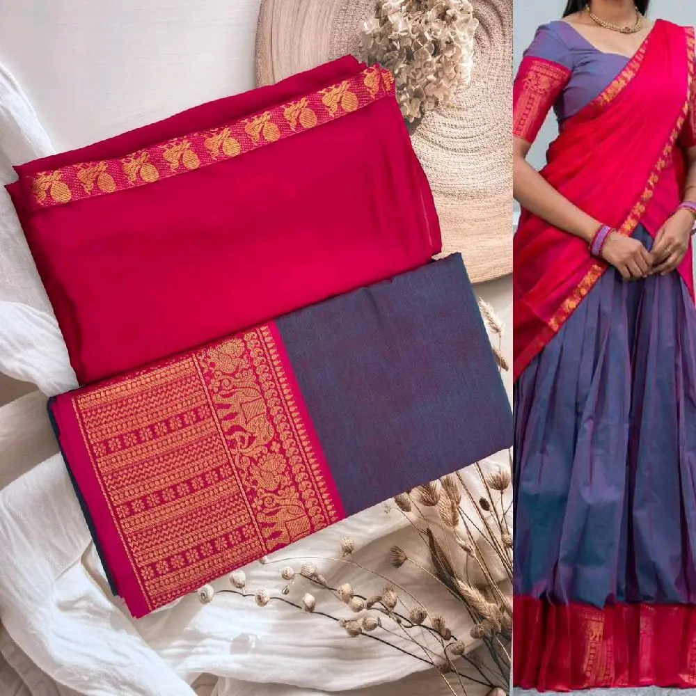 SSC Half Saree Unstitched (Pavadai Tavani) Kanchi Cotton Collections
