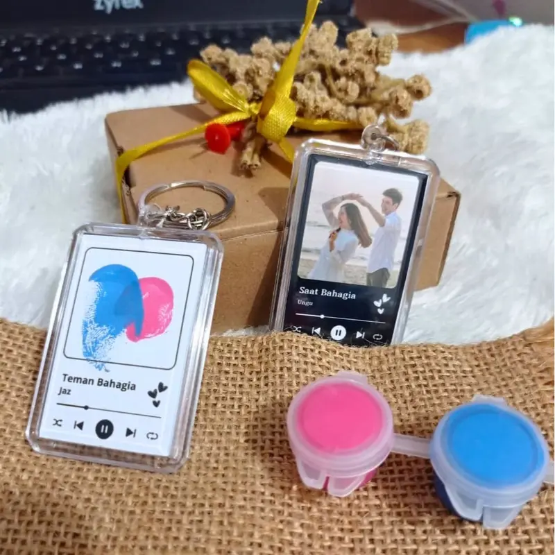 (Free Cat) KEYCHAIN FOTO + SIDIK JARI GANTUNGAN KUNCI SPOTIFY SIDIK JARI 7