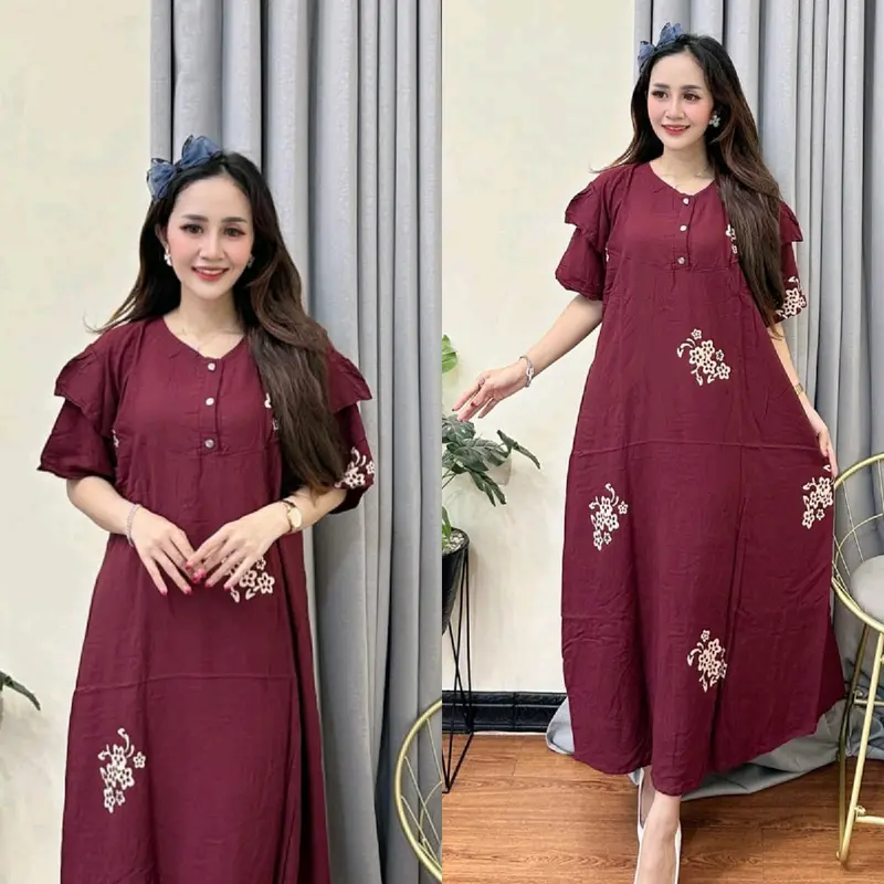 DRESS BUSUI LENGAN TUMPUK - DASTER KLOK A TALI SAMPING LD 120 1