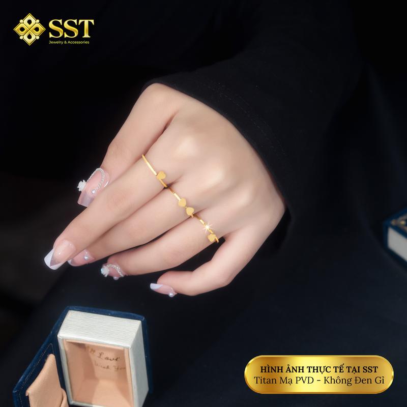 Nhẫn bộ Titan SST Official Store 3 chiếc nhẫn phối thành cỏ 4 lá duyên dáng Không Đen Gỉ N254