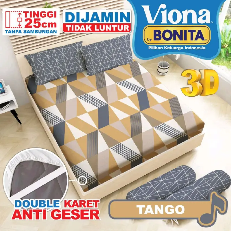 (TERMURAH BANTAL 2) VIONA by Bonita - Sprei BONITA King SIZE NO.1 (180x200) Tinggi 25 Ada Anti Slip 100% ORIGINAL [TERMURAH] SPREI BONITA BY VIONA | SPREI ASLI BONITA | SPREI VIONA | SPREI HALUS | SPREI NYAMAN | SPREI ORIGINAL BONITA 4