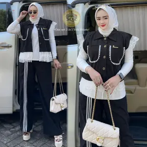 Uni Ara - One Set ( 3 in 1 YOLA ) One Set Premium || Set Celana Wanita Kekinian