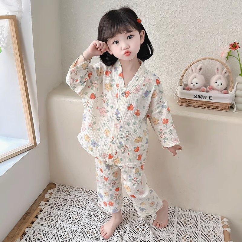 Đồ Ngủ Bé Gái, Siêu Dễ Thương, Dành Cho Trẻ Em, Thích Hợp Cho Mùa Xuân Và Mùa Thu, Hàng Mới Về, Dài Tay, Thích Hợp Cho Bé Gái, Bộ Đồ Mặc Nhà Điều Hòa Không Khí, Bộ Đồ Cardigan 3