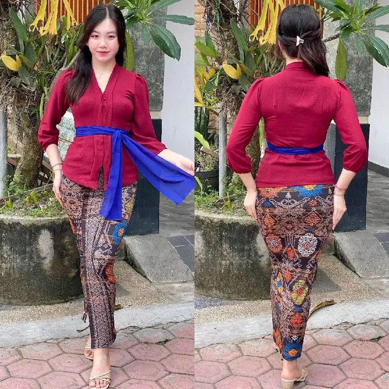 ONESET KEBAYA AIRFLOW LENGAN KERUT/setelan kebaya bali/set pakaian tradisional 3