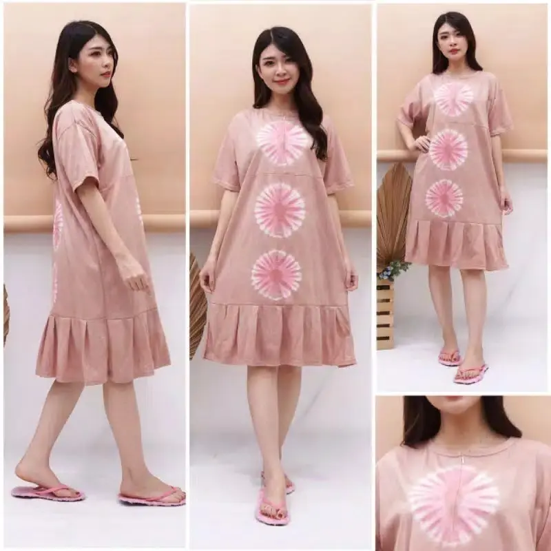Daster Ruffle Busui Bahan Kaos Adem Warna Pastel