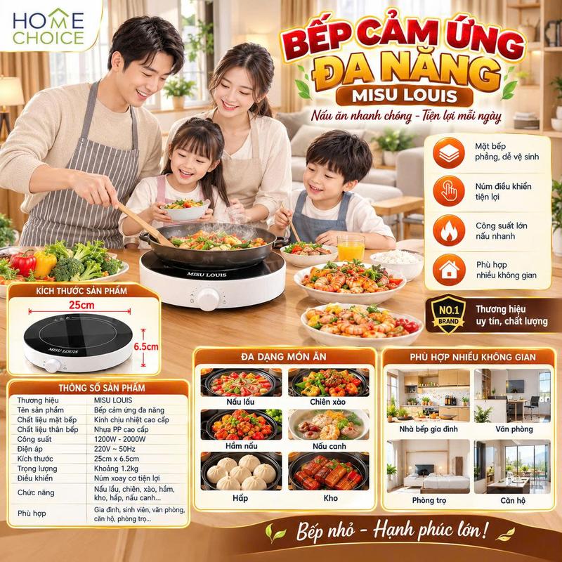 Bếp điện từ tròn Nhật cao cấp - Bếp từ tròn 7 mức dùng được mọi nồi ( trừ nhôm )