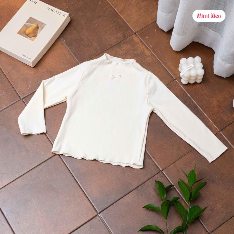   TĂNG SIZE  P150 Áo Thun Dài Tay Giữ Nhiệt Cho Bé Gái 9-34kg - Vải Giữ Ấm Hiệu Quả & Co Giãn Thoải Mái 