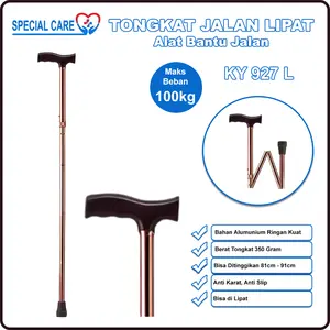 KAIYANG Tongkat Jalan Lipat Aluminium Adjustable Alat Bantu Jalan Lansia Anti Slip 100kg Travel