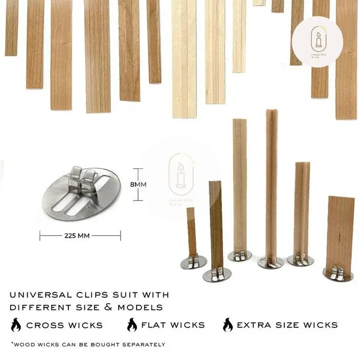 Sumbu Lilin Kayu dengan Holder / Penjepit - Wood wick candle wick