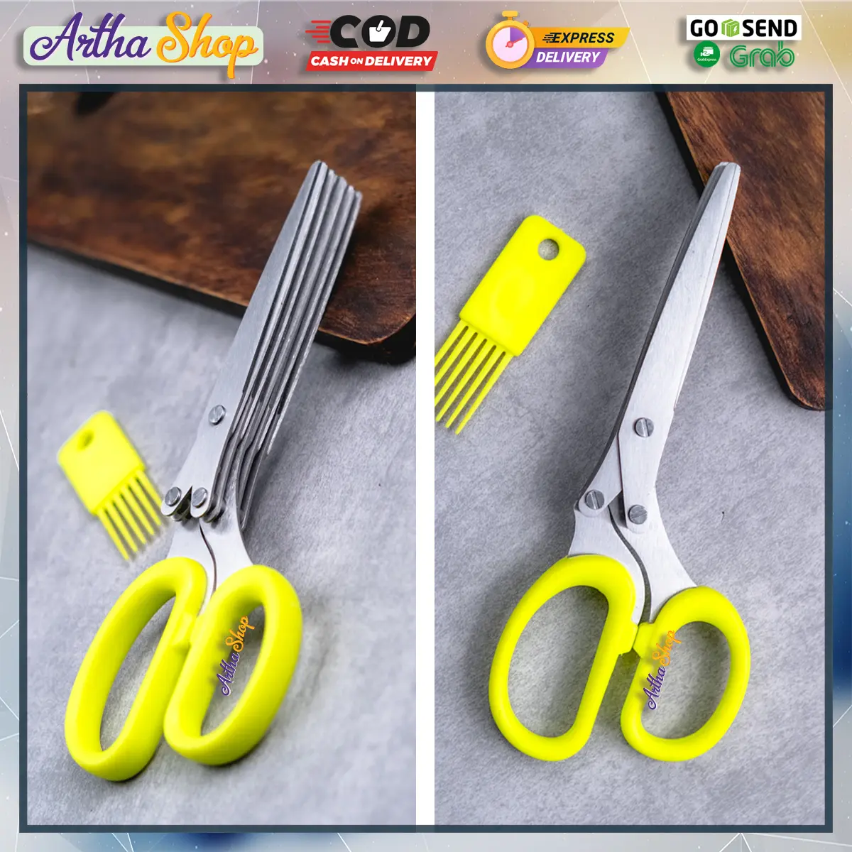 Gunting sayur 5 mata gunting herbal pencincang daun sayur sayuran 5 lapis serbaguna Herb Scissor